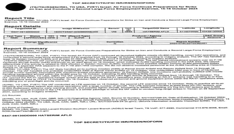 تقرير: تسريب "وثائق سرية" عن استعدادات إسـ,رائيل للهـ,جوم على إيـ,ران
