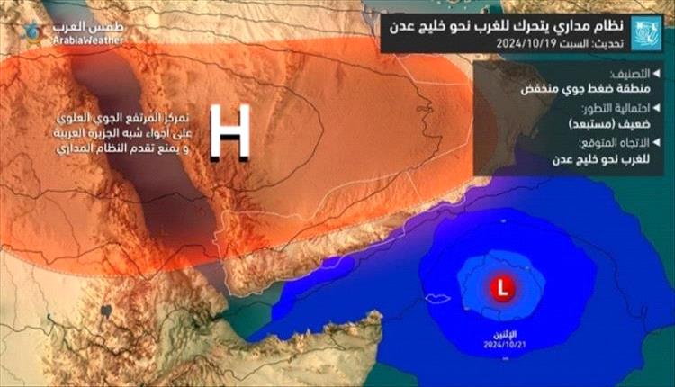 مراكز التنبؤات: المنخفض الاستوائي ينظم تحركاته ويتجه نحو أرخبيل سقطرى